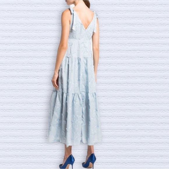 MARCHESA Notte Dress Floral Cotton embroidered maxi Blue - Dust Color Sz 6 - Picture 5 of 17